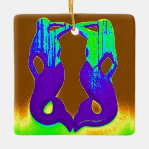 Adorno De Cerámica sirenas moradas