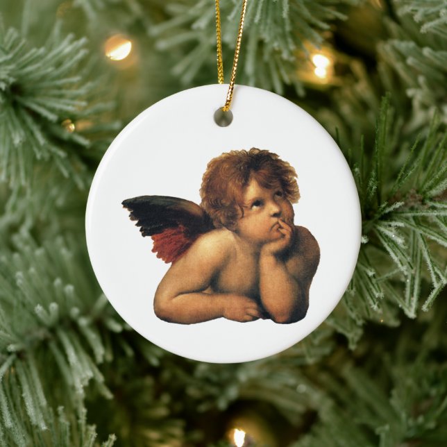 Adorno De Cerámica Sistine Madonna, detalles de Angels de Raphael San (Árbol)