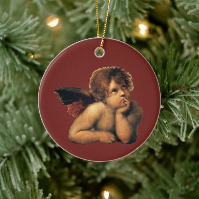 Adorno De Cerámica Sistine Madonna, detalles de Angels de Raphael San (Árbol)