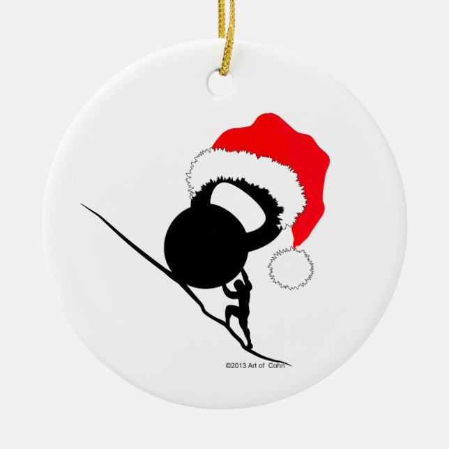 Adorno De Cerámica Sisyphus Kettlebell Feliz Navidad (Frente)