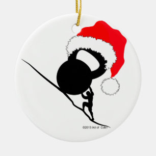 Adorno De Cerámica Sisyphus Kettlebell Feliz Navidad