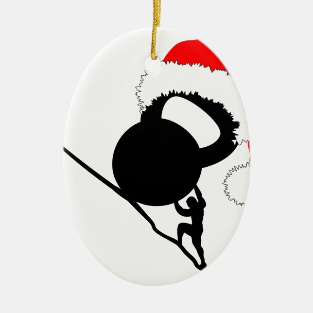 Adorno De Cerámica Sisyphus Kettlebell Feliz Navidad (Frente)