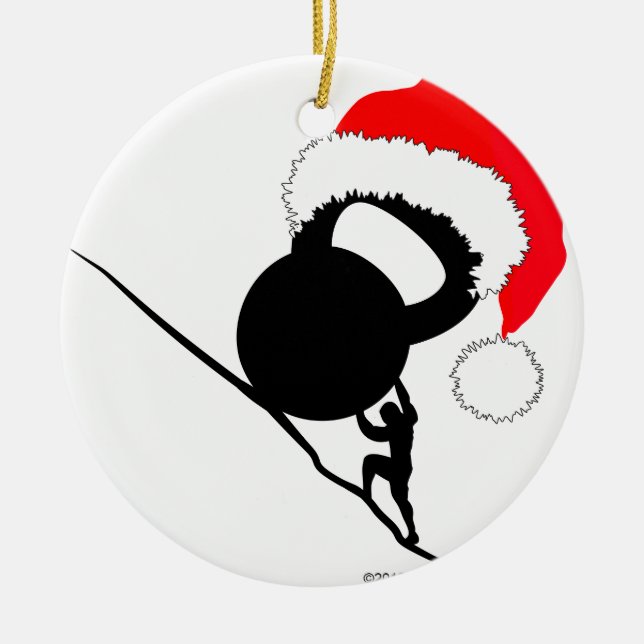 Adorno De Cerámica Sisyphus Kettlebell Feliz Navidad (Frente)