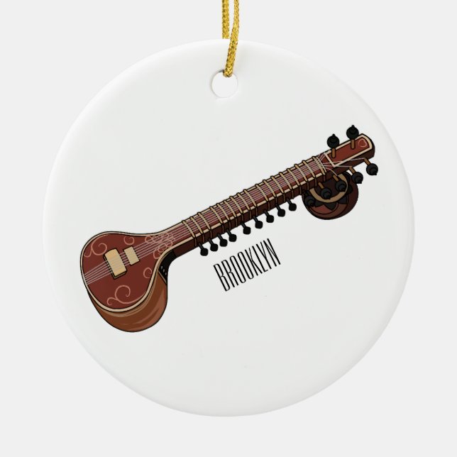 Adorno De Cerámica Sitar personalizado ilustracion (Frente)