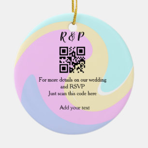 Adorno De Cerámica sitio web de boda rsvp q r código agregar nombre t