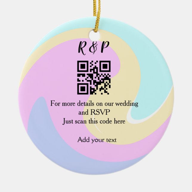Adorno De Cerámica sitio web de boda rsvp q r código agregar texto de (Frente)