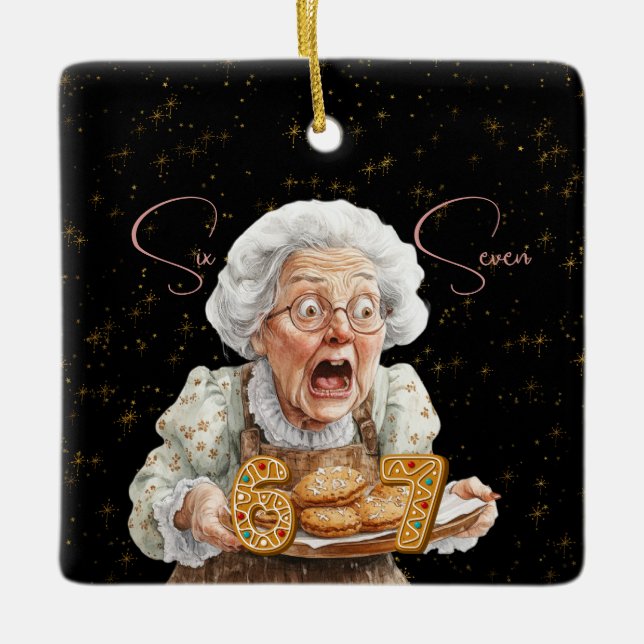 Adorno De Cerámica Six Seven On Grannie's Cookie Plate Christmas (Anverso)
