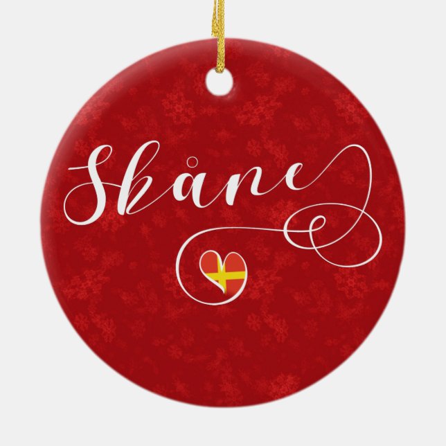 Adorno De Cerámica Skåne Flag Heart, Suecia, Scania (Atrás)