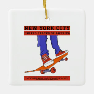 Adorno De Cerámica Skateboard Guay de Nueva York