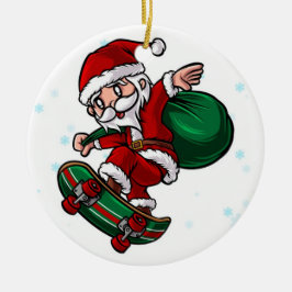 Adorno De Cerámica Skateboard Santa Claus