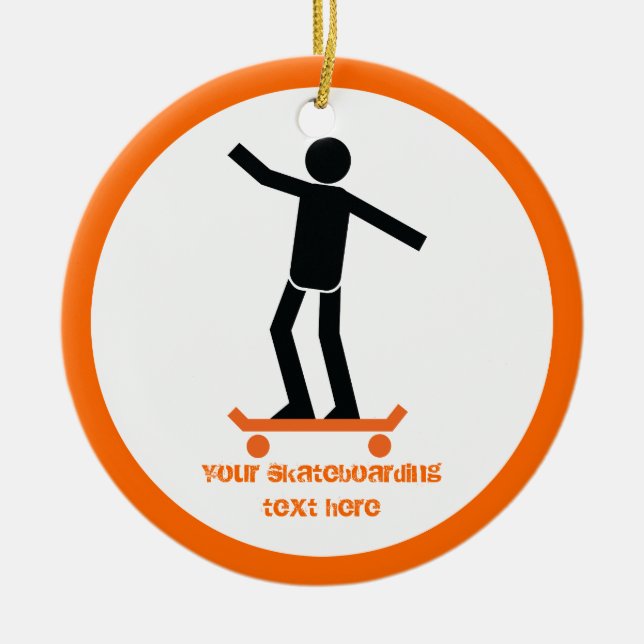 Adorno De Cerámica Skateboarder en su personalizado de patineta (Frente)