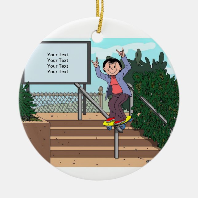 Adorno De Cerámica Skateboarder - Mujer (Frente)