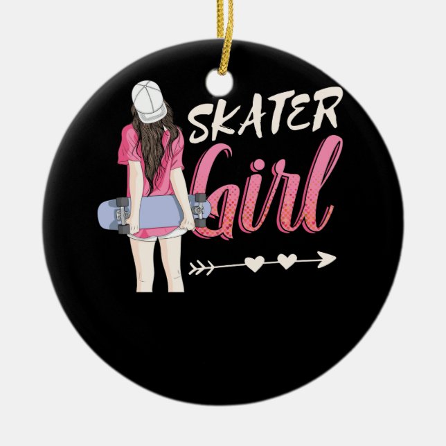 Adorno De Cerámica Skater Chica Skateboarding Skateboard Skateboard S (Frente)