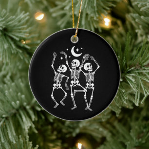Adorno De Cerámica Skeleton Dancing Happy Halloween Fall Skull