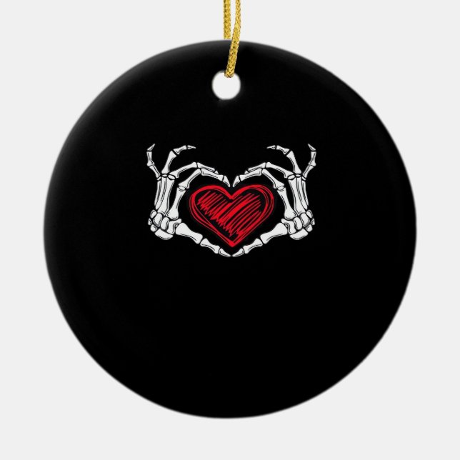 Adorno De Cerámica Skeleton de las manos del corazón (Frente)