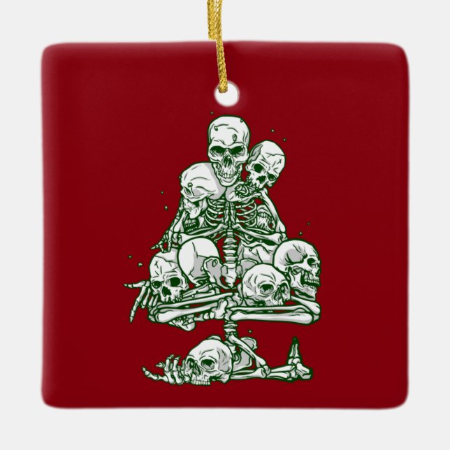 Adorno De Cerámica skeleton gothic del árbol de navidad desagradable (Anverso)