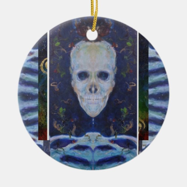 Adorno De Cerámica Skeleton Halloween Maureen Girard Spooky (Frente)