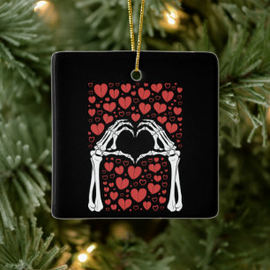 Adorno De Cerámica Skeleton Hand Heart Día de San Valentín Funny Love