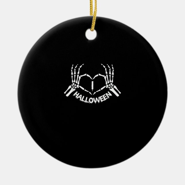 Adorno De Cerámica Skeleton Hand Heart Lazy Halloween Disstume Funny (Frente)