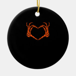 Adorno De Cerámica Skeleton Hand Heart Rótulo Disstume Halloween Dise