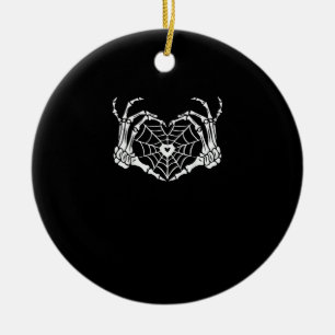 Adorno De Cerámica Skeleton Hand Heart Spiderweb Halloween Cobweb Par