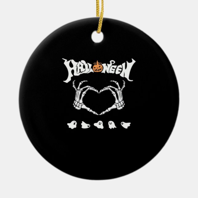 Adorno De Cerámica Skeleton Hand With , Diseño de Halloween (Frente)