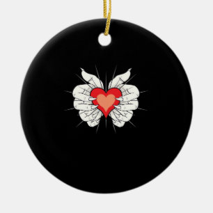 Adorno De Cerámica Skeleton Hands Heart Classic