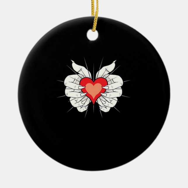 Adorno De Cerámica Skeleton Hands Heart Classic (Frente)