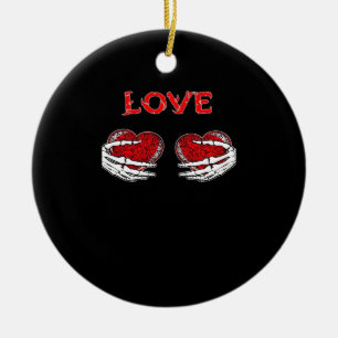 Adorno De Cerámica Skeleton Hands Heart Funny Design