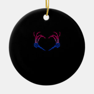 Adorno De Cerámica Skeleton Heart Bisexual Lgbt-Q Pride Mano de Cráne