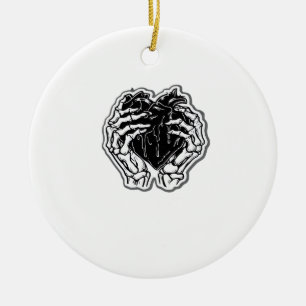Adorno De Cerámica Skeleton Heart Hands Funny