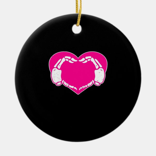 Adorno De Cerámica Skeleton Heart Hands Gothic Valentine Classic (Frente)