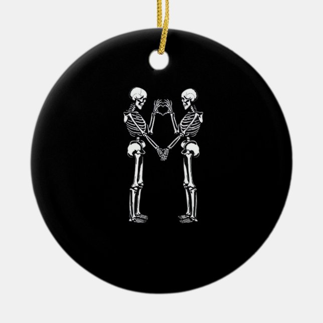 Adorno De Cerámica Skeleton Heart Hands Rótulo Halloween Costume Clas (Frente)