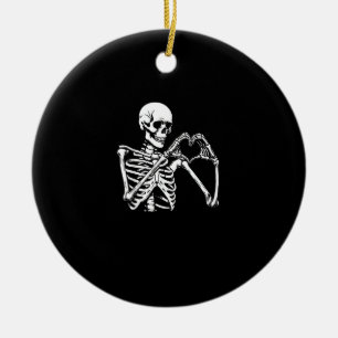 Adorno De Cerámica Skeleton Heart Hands Rótulo Halloween Costume Retr
