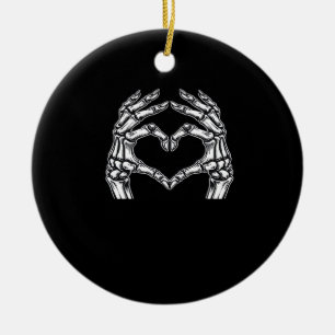 Adorno De Cerámica Skeleton Heart Hands Rótulo Halloween Disstume bás
