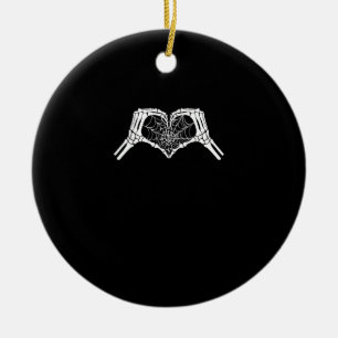 Adorno De Cerámica Skeleton Heart Hands Spiderweb Halloween Spooky Wo