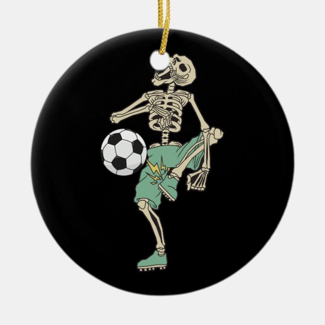 Adorno De Cerámica Skeleton Jugando Fútbol Halloween Vestidos Hombres (Frente)