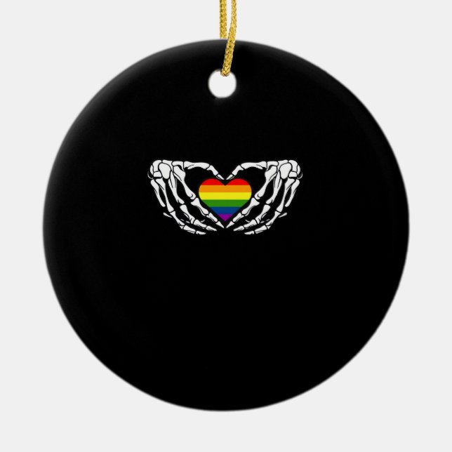 Adorno De Cerámica Skeleton Lgbt Orgullo Gótico Halloween Clásico (Frente)
