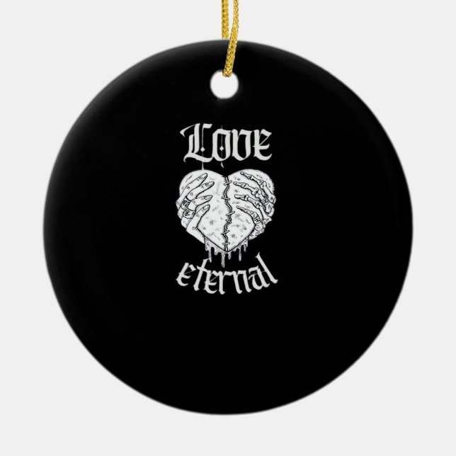 Adorno De Cerámica Skeleton Manos Corazón Gótico Clásico (Frente)