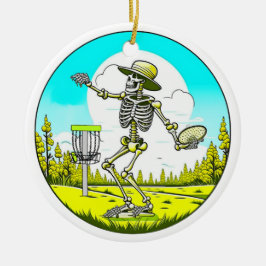 Adorno De Cerámica Skeleton Play Disc Golf