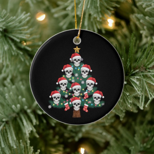 Adorno De Cerámica Skeleton Santa del árbol de Navidad Pajama (Árbol)