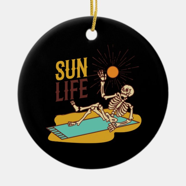 Adorno De Cerámica Skelton tumbado al sol sobre un (Frente)