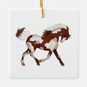 Adorno De Cerámica Skewbald Pinto Paint Horse Pony Encanto ecuestre