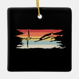 Adorno De Cerámica Ski Jumping Retro