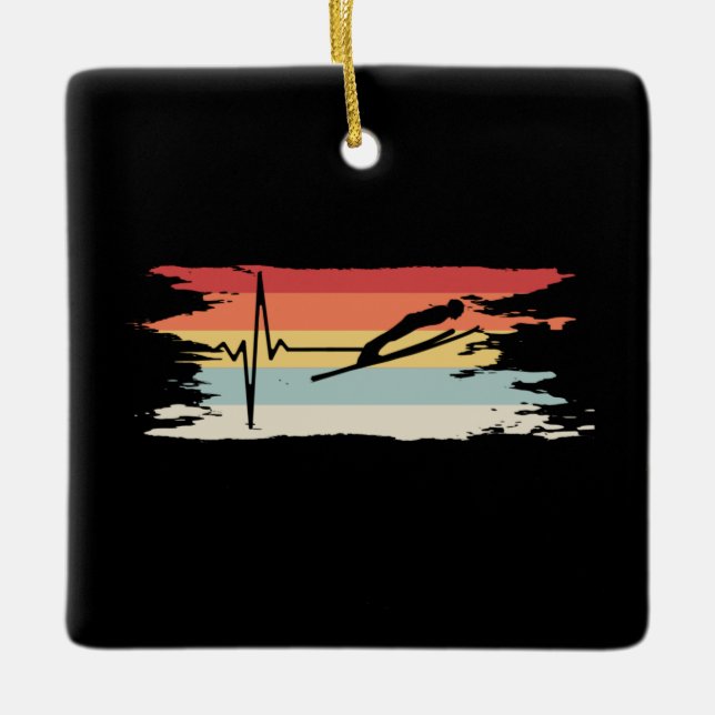 Adorno De Cerámica Ski Jumping Retro (Anverso)