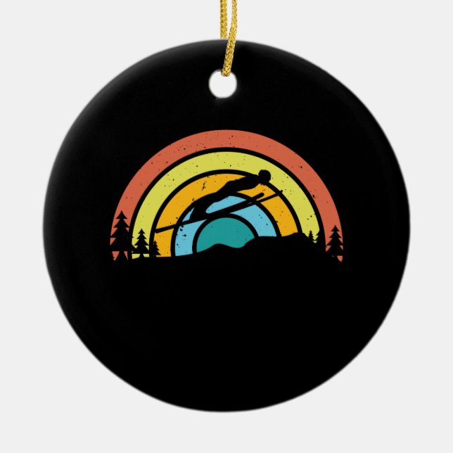 Adorno De Cerámica Ski Jumping Retro (Frente)