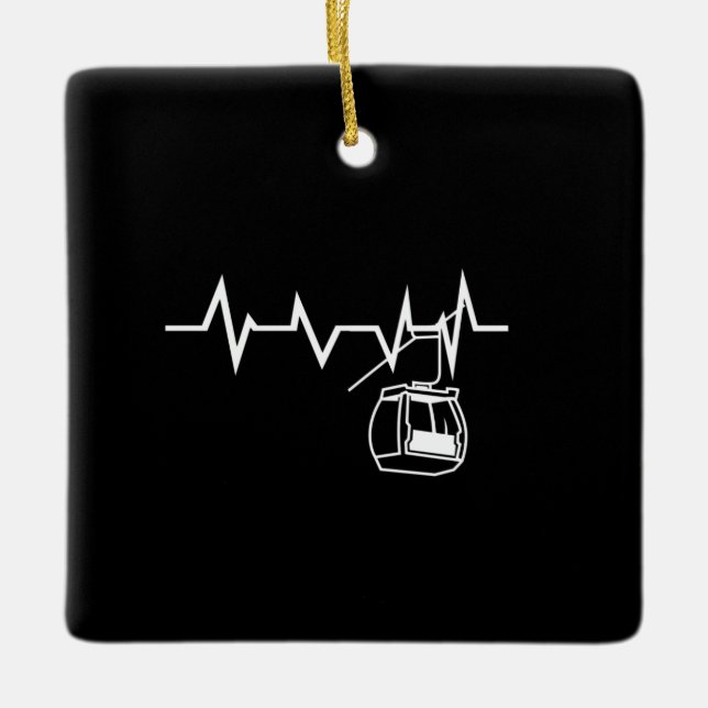 Adorno De Cerámica Ski Lift Heartbeat Skier (Anverso)