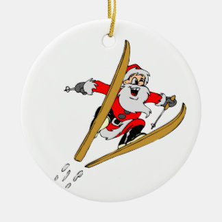 Adorno De Cerámica Ski Santa Claus
