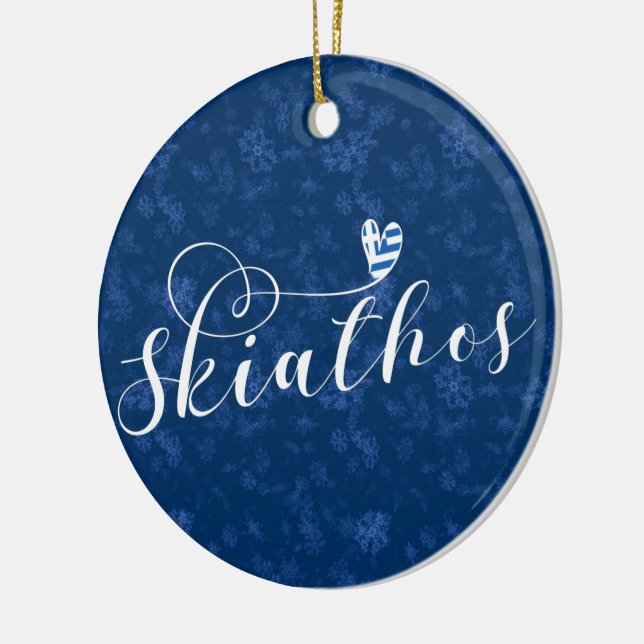 Adorno De Cerámica Skopelos Del Corazón Con Bandera Griega (Izquierda)