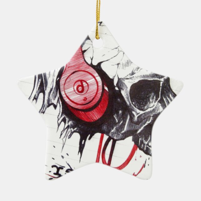 Adorno De Cerámica Skull con diseño de audífonos (Frente)